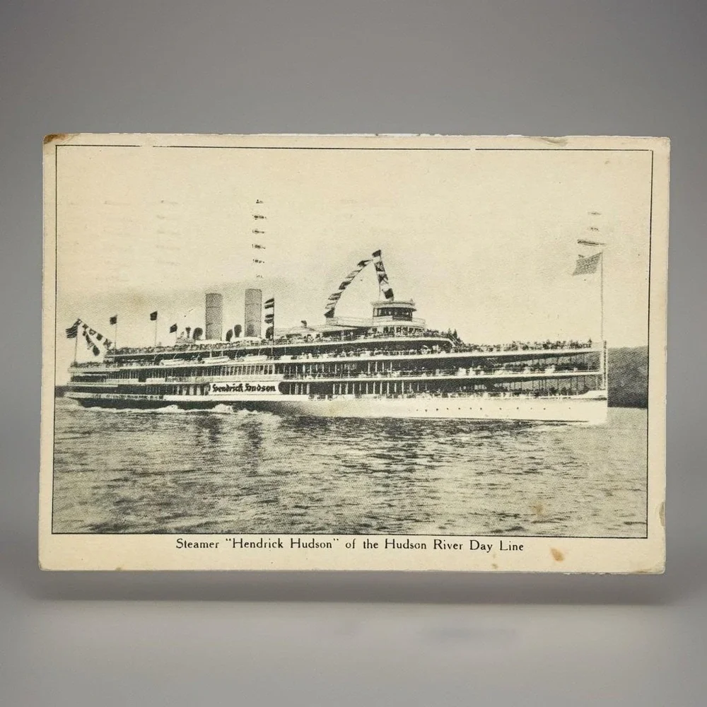 Vintage 1940 Postcard Steamer Hendrick Hudson River Day Line Ship Boat NY Pough
